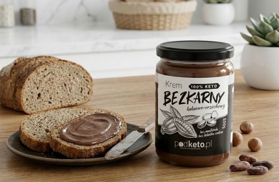 Bezkarny Krem Kakaowo-Orzechowy 500 g w szklanym słoiku - krem czekoladowo-orzechowy bez cukru
