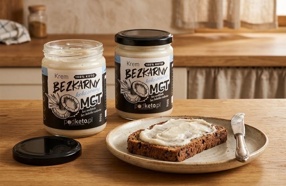 Bezkarny Krem Kokosowy z MCT 500 g w szklanym słoiku - krem kokosowy bez cukru