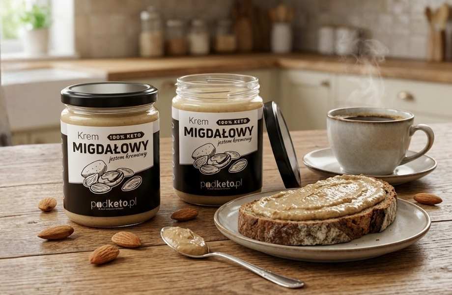 Krem Migdałowy 100% w szklanym słoiku - naturalny krem bez cukru i oleju palmowego