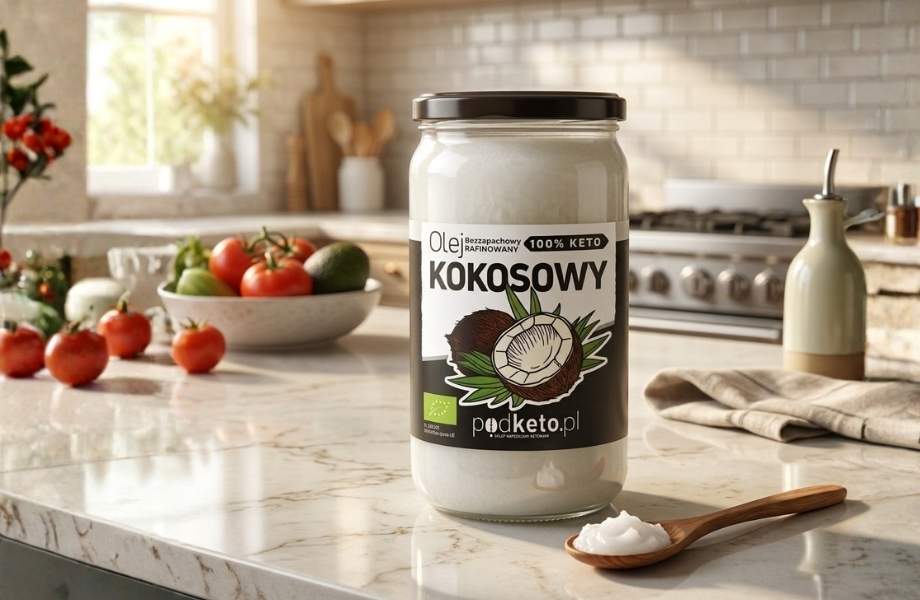 Bezzapachowy BIO Olej Kokosowy 1000 ml - rafinowany olej do smażenia i pieczenia