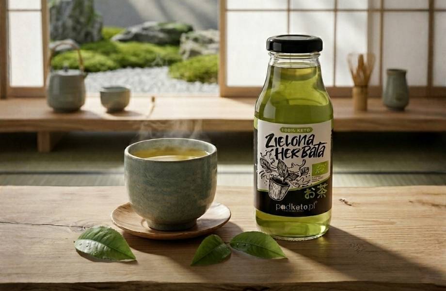 Zielona herbata Sencha Bio gotowa do picia w szklanej butelce 330 ml - napój zero kalorii bez cukru i bez słodzików