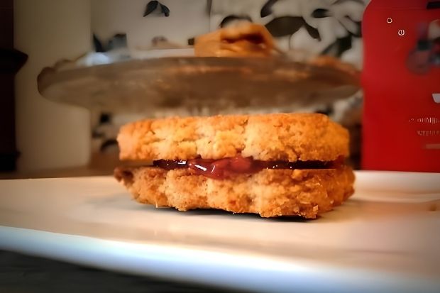 Keto herbatniczki z dżemem przełożone konfiturą malinową