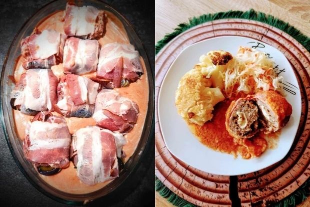 Keto kotlety mielone z bakłażanem podane z kiszoną kapustą