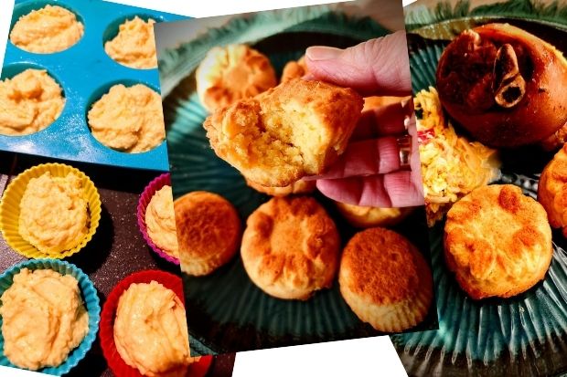 Keto babeczki serowe bez mąki pszennej na talerzu - dodatek do obiadu