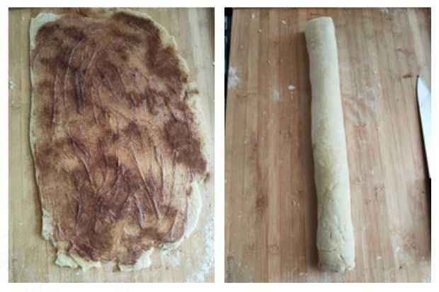 Keto ciasteczka cynamonki - keto cinnamon rolls z lukrem na talerzu