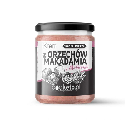 Krem z orzechów makadamia z malinami - 460 g