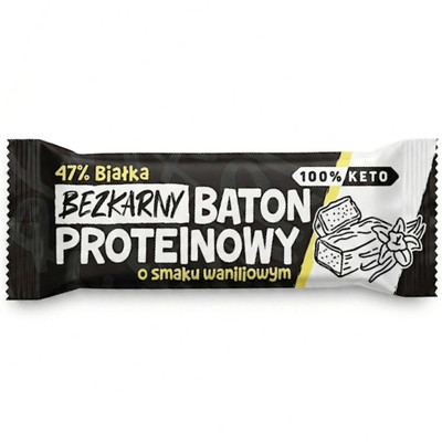 Bezkarny Baton Proteinowy Wanilia 40g - 47% białka, keto, bez cukru