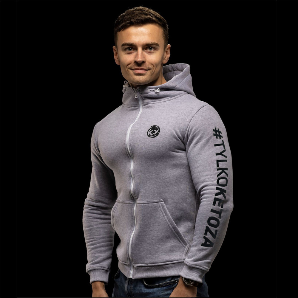 Bluza męska klasyczna [szara, czarny nadruk]