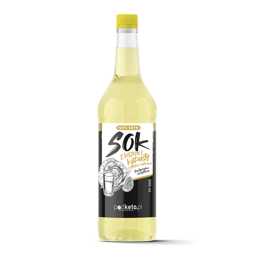 Sok z kapusty kiszonej z cytryną i kurkumą (500 ml) - podketo.pl