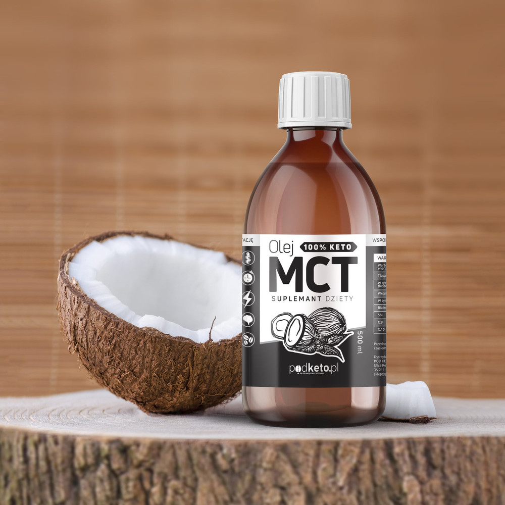 Olej MCT BIO C8+C10 z kokosa - 500 ml szkło